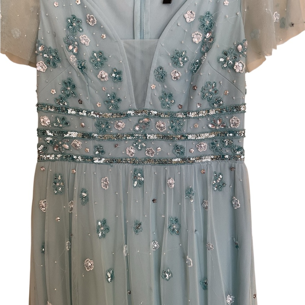 Adrianna Papell Light Blue Floral Embellished Dress - Picture 7 of 7